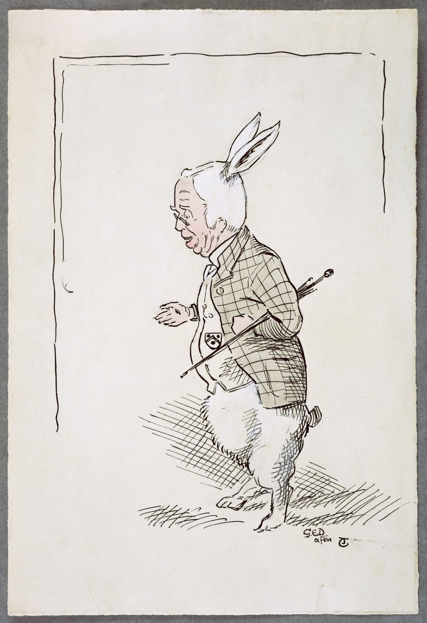 William Archibald Spooner (1844-1930) som den hvite kaninen (penn og blekk og wc på papir) av John Tenniel