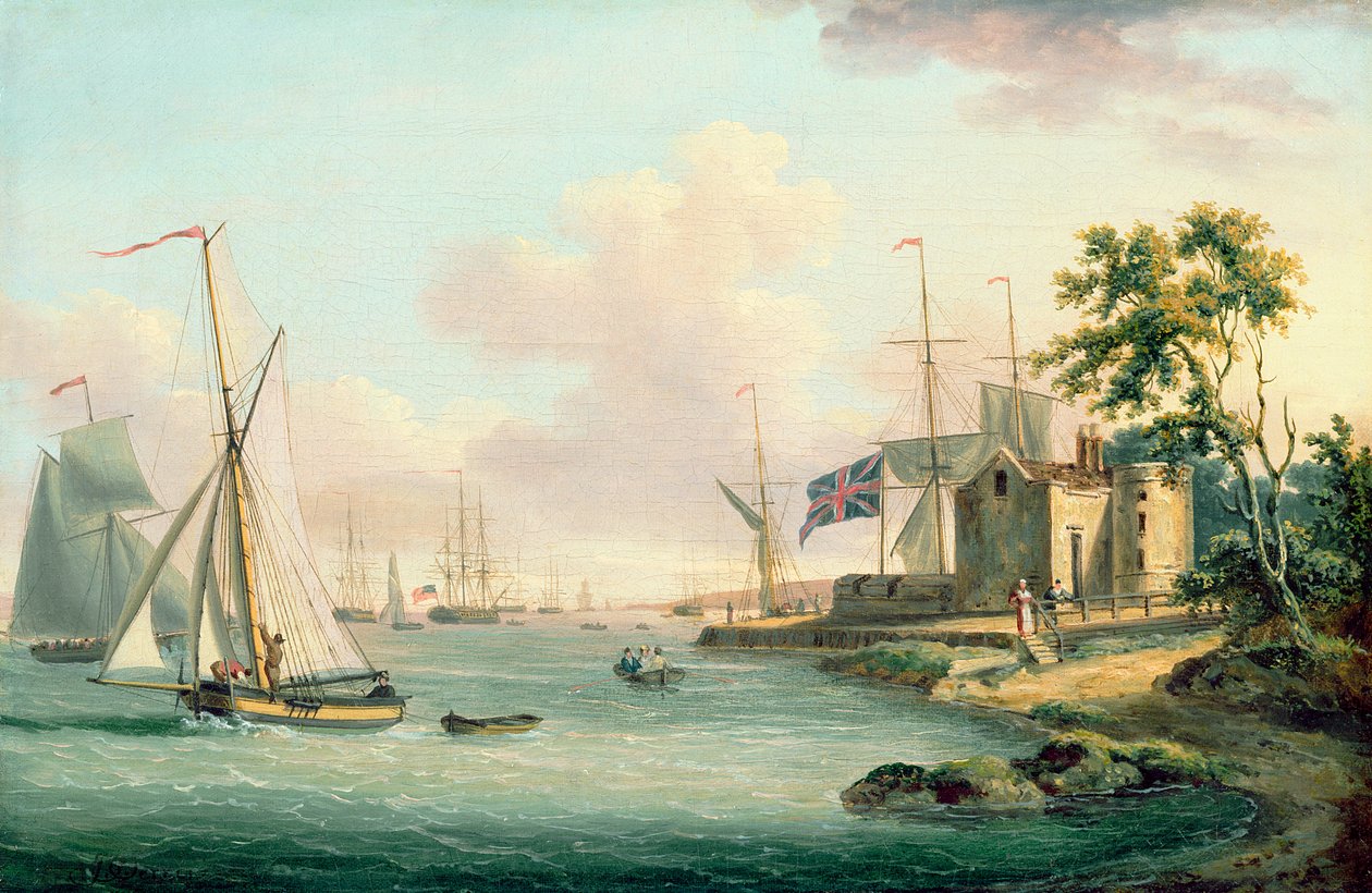 En utsikt over Royal Yacht Squadron, Isle of Wight av John Thomas Serres