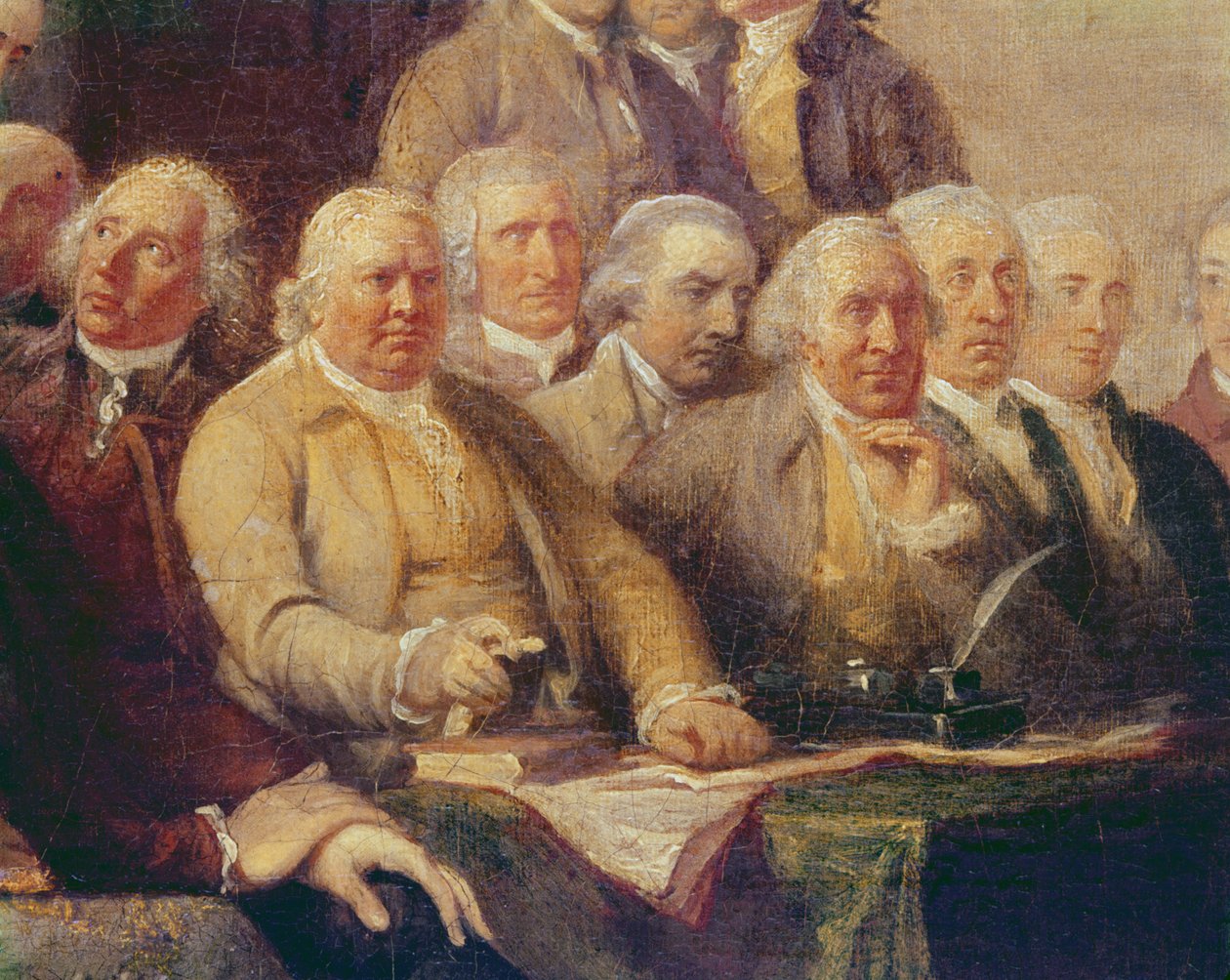Utarbeidelse av uavhengighetserklæringen, 28. juni 1776, ca. 1817 (detalj av 702745) av John Trumbull