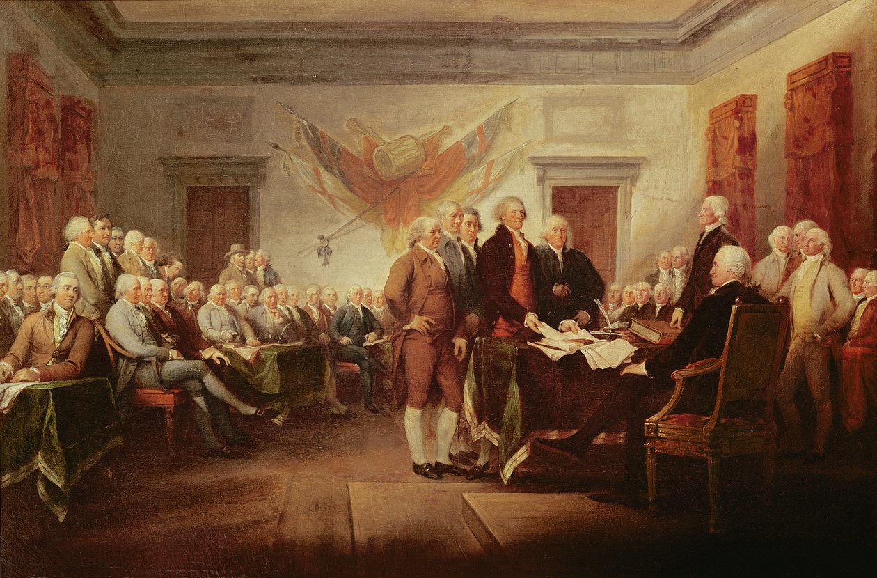Signering av uavhengighetserklæringen, 4. juli 1776, ca. 1817 av John Trumbull
