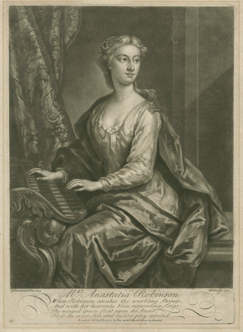 Mrs. Anastasia Robinson, gravert av John Faber den yngre (ca. 1695-1756), 1727 (mezzotint) av John Vanderbank