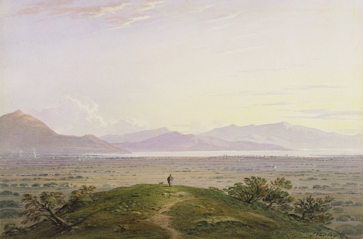 The Plains of Marathon, 1834 (grafitt og wc med utskraping på papir) av John Varley