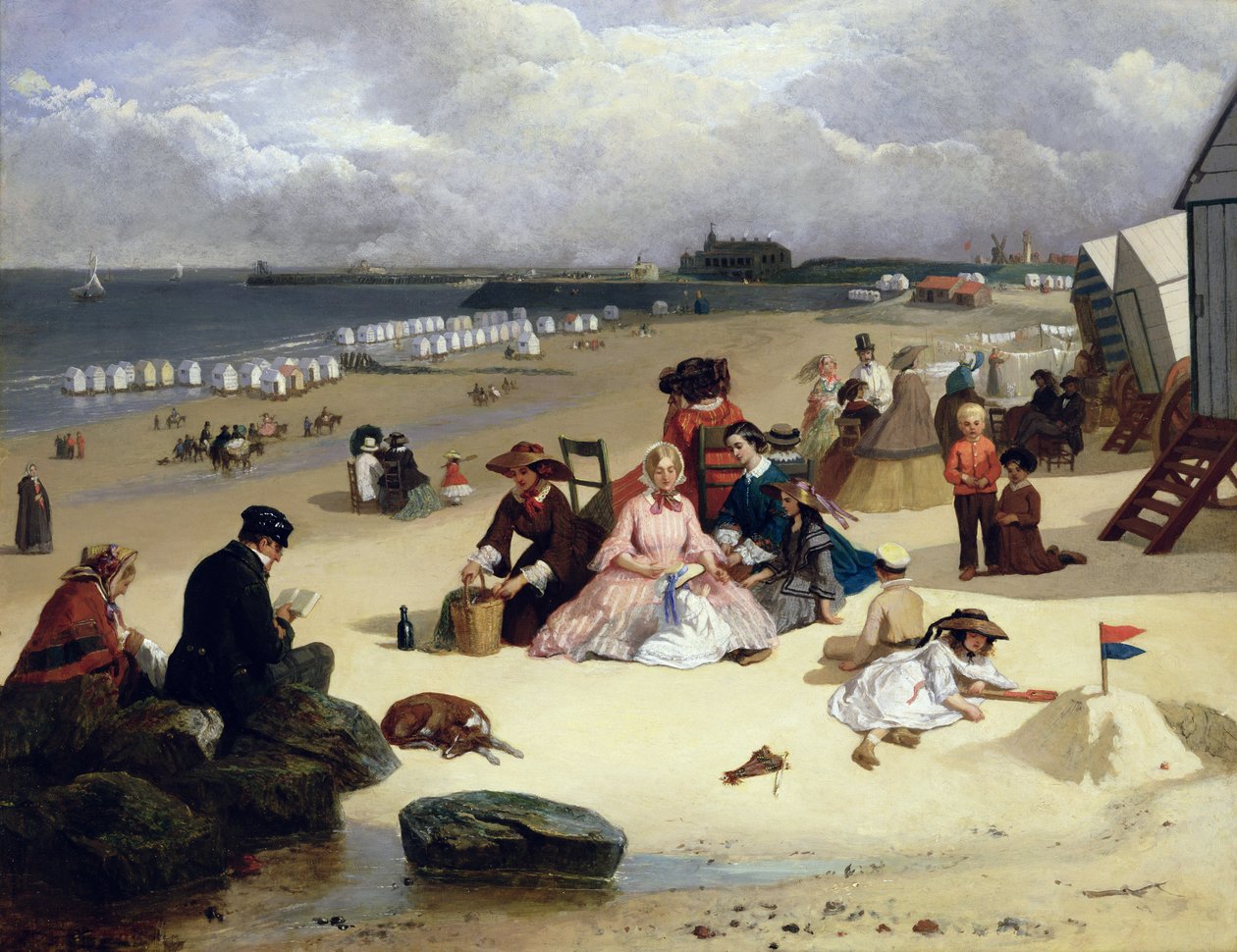 Littlehampton Beach med bryggen, klatring utover ca. 1888 av John W. Eyres