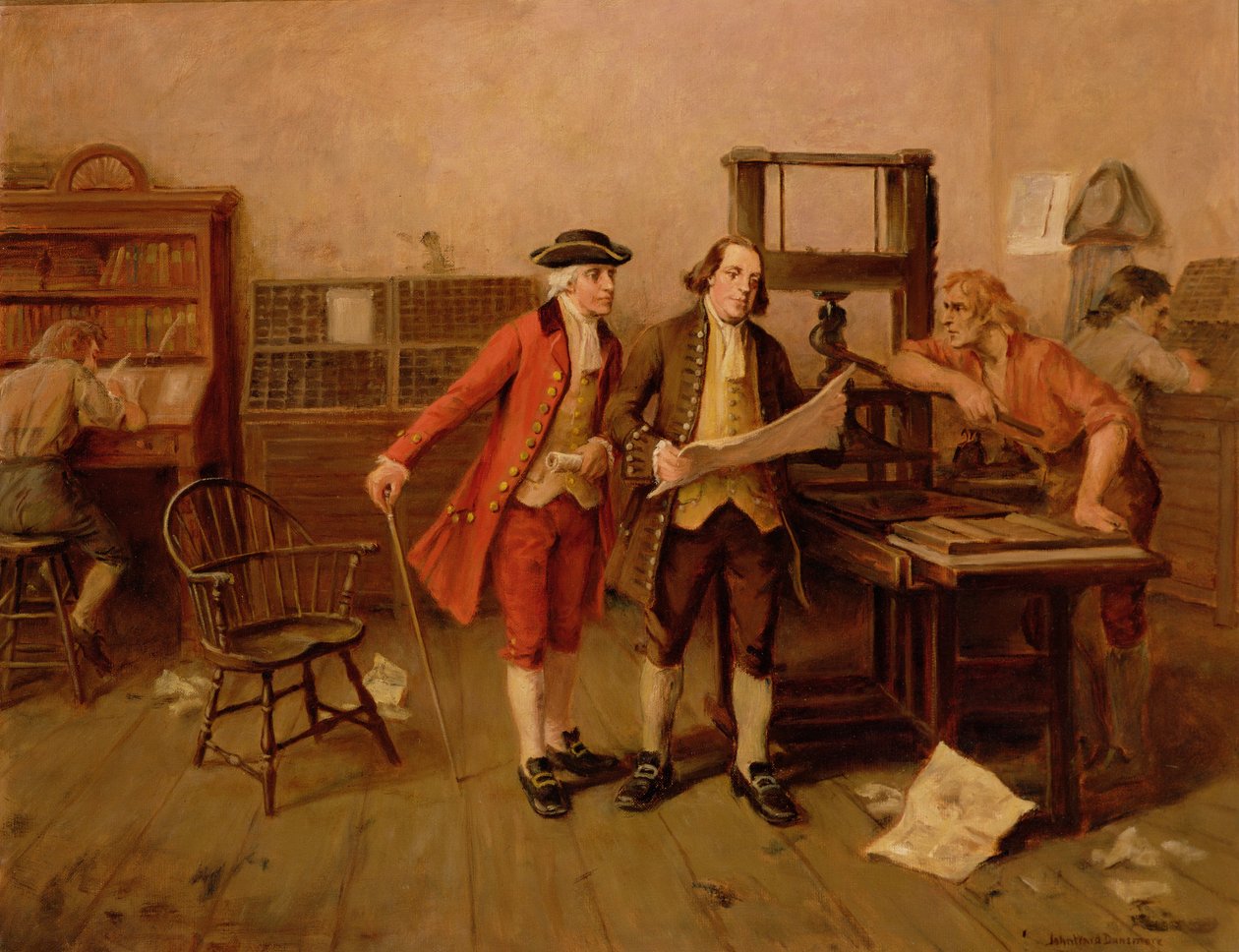 Benjamin Franklin, skriver, ca. 1928 av John Ward Dunsmore