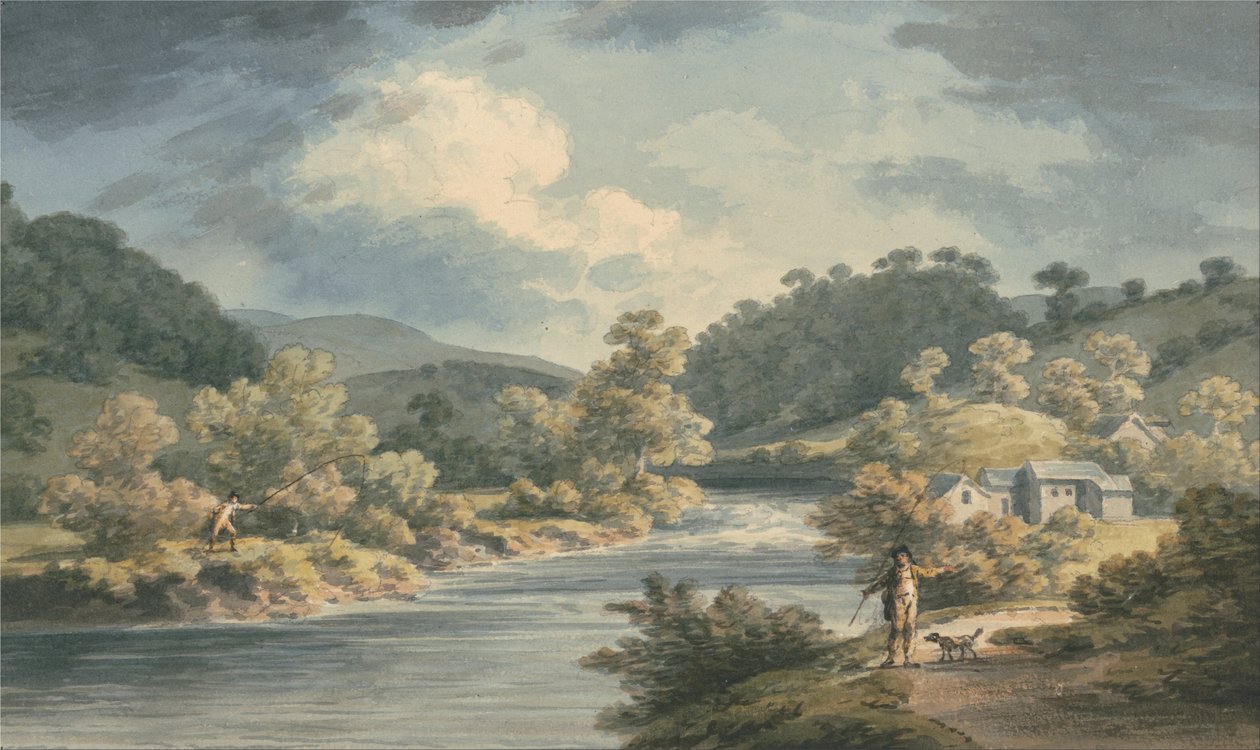 En fisker i Vale of Myfod, stedet for palasset til prinsessen av Powis av John Warwick Smith