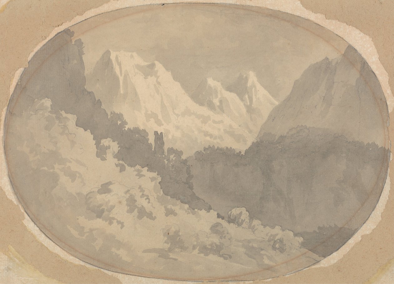 Alpinscene av John Warwick Smith