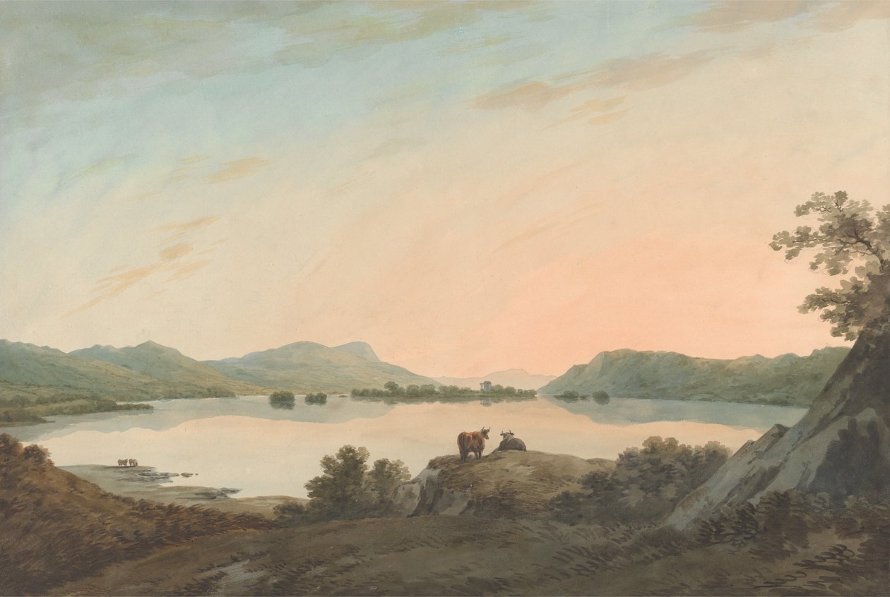 Lake Windermere fra Calgarth med Belle Isle av John Warwick Smith