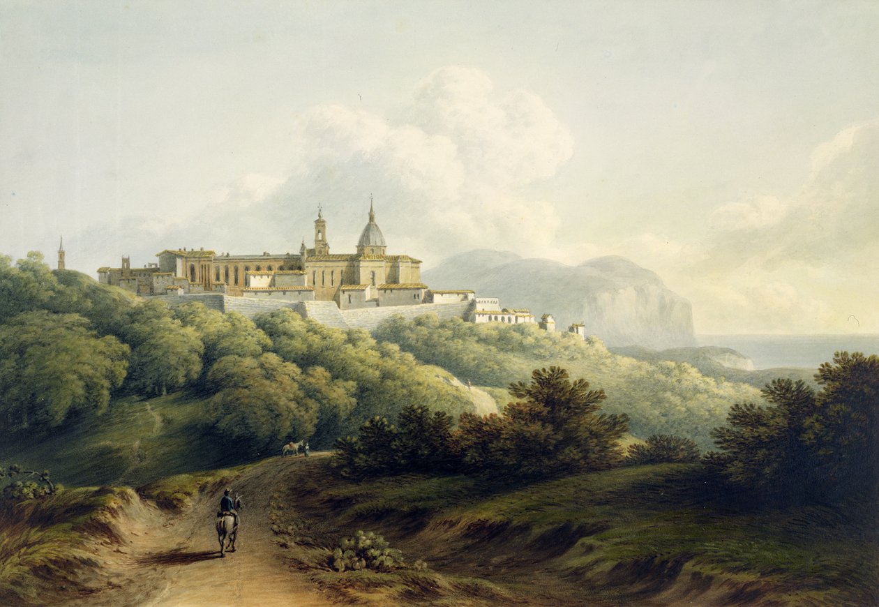 No.2289 Church of the Holy House, Loreto, 1806 (wc og blyant på papir) av John Warwick Smith