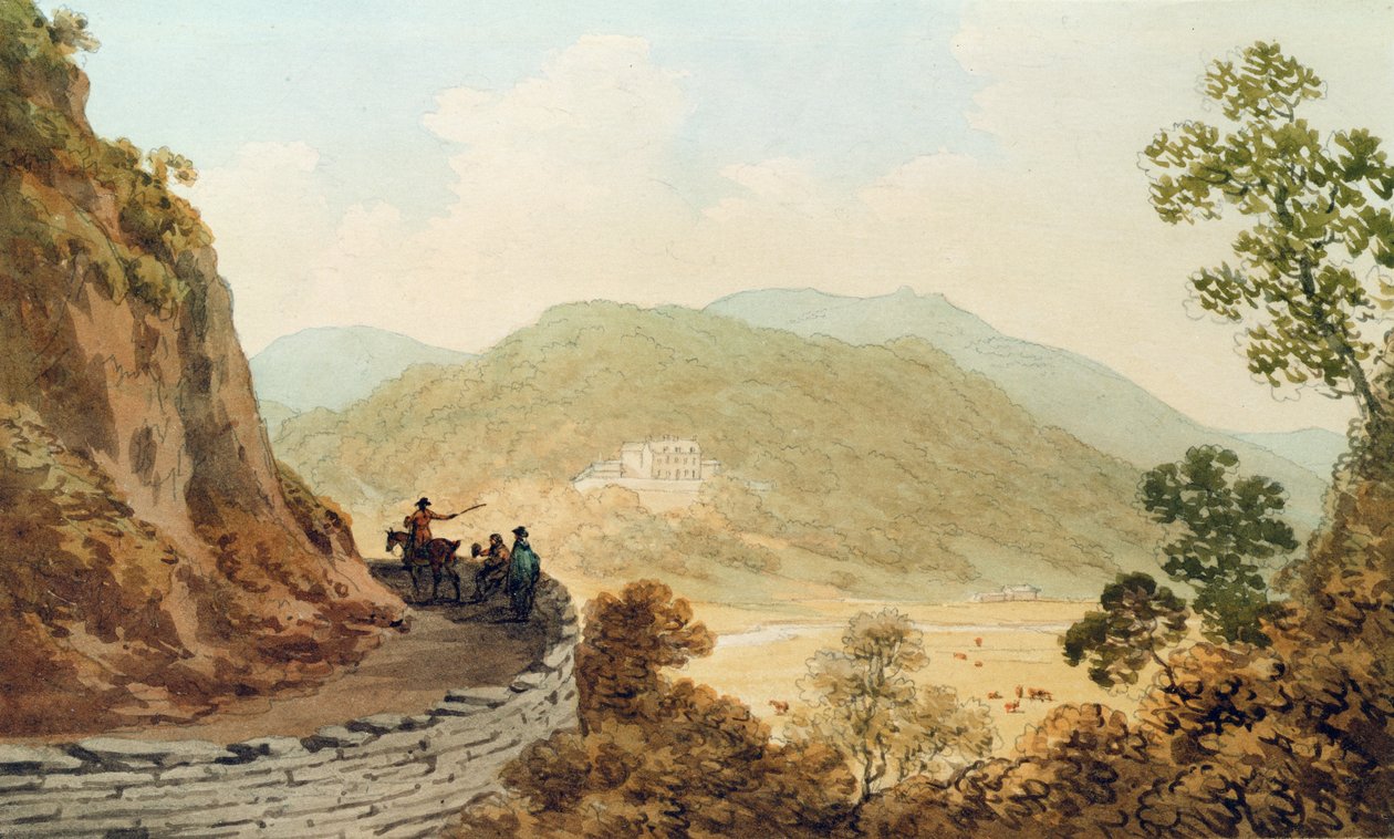Tan y Bwlch, 1793 (penn og blekk med wc på papir) av John Warwick Smith