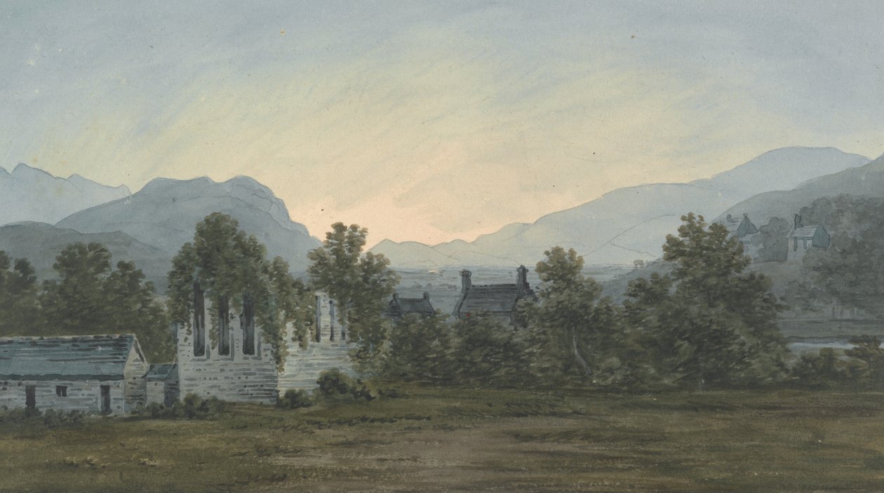 Ruinene av Cymmer Abbey ved Maw River av John Warwick Smith