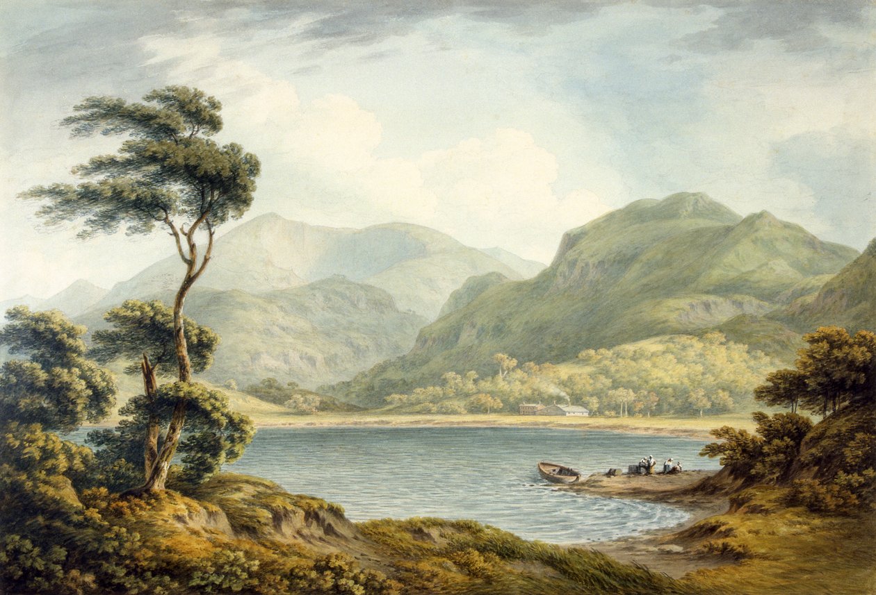 Den øvre enden av Coniston Lake, Lancashire, 1801 av John Warwick Smith