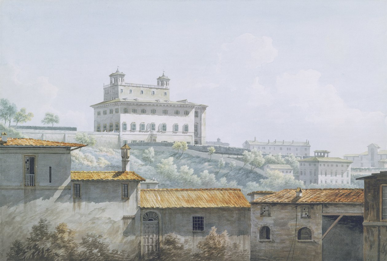 The Villa Medici, Roma, 1784 (wc over grafitt på papir) av John Warwick Smith