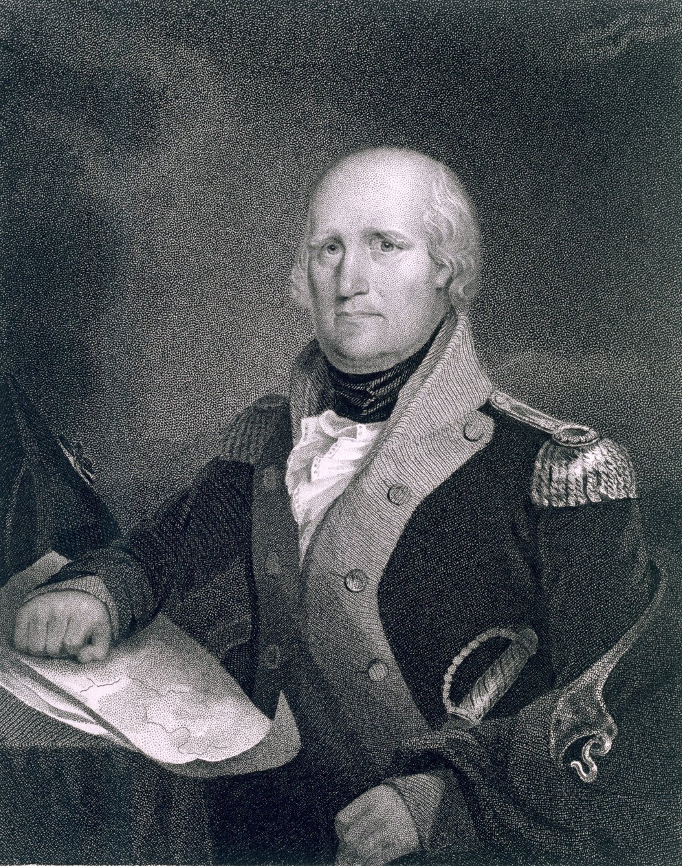 George Rogers Clark (1752-1818) gravert av Thomas B. Welch (1814-74) etter en kopi av originalen av James Barton Longacre (1794-1869) av John Wesley Jarvis