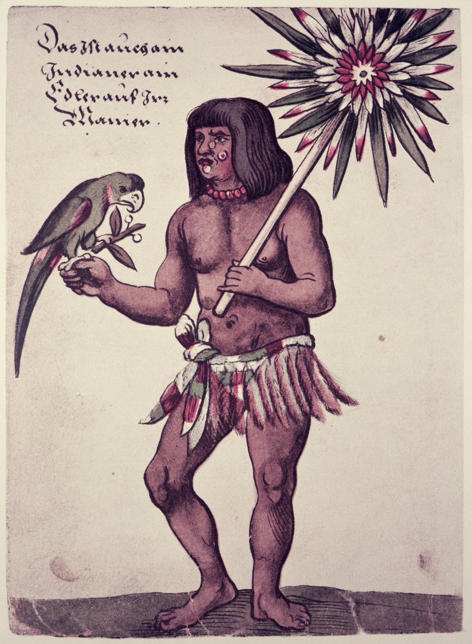 Amazonas indianer, gravert av Theodore de Bry (1528-98) av John White