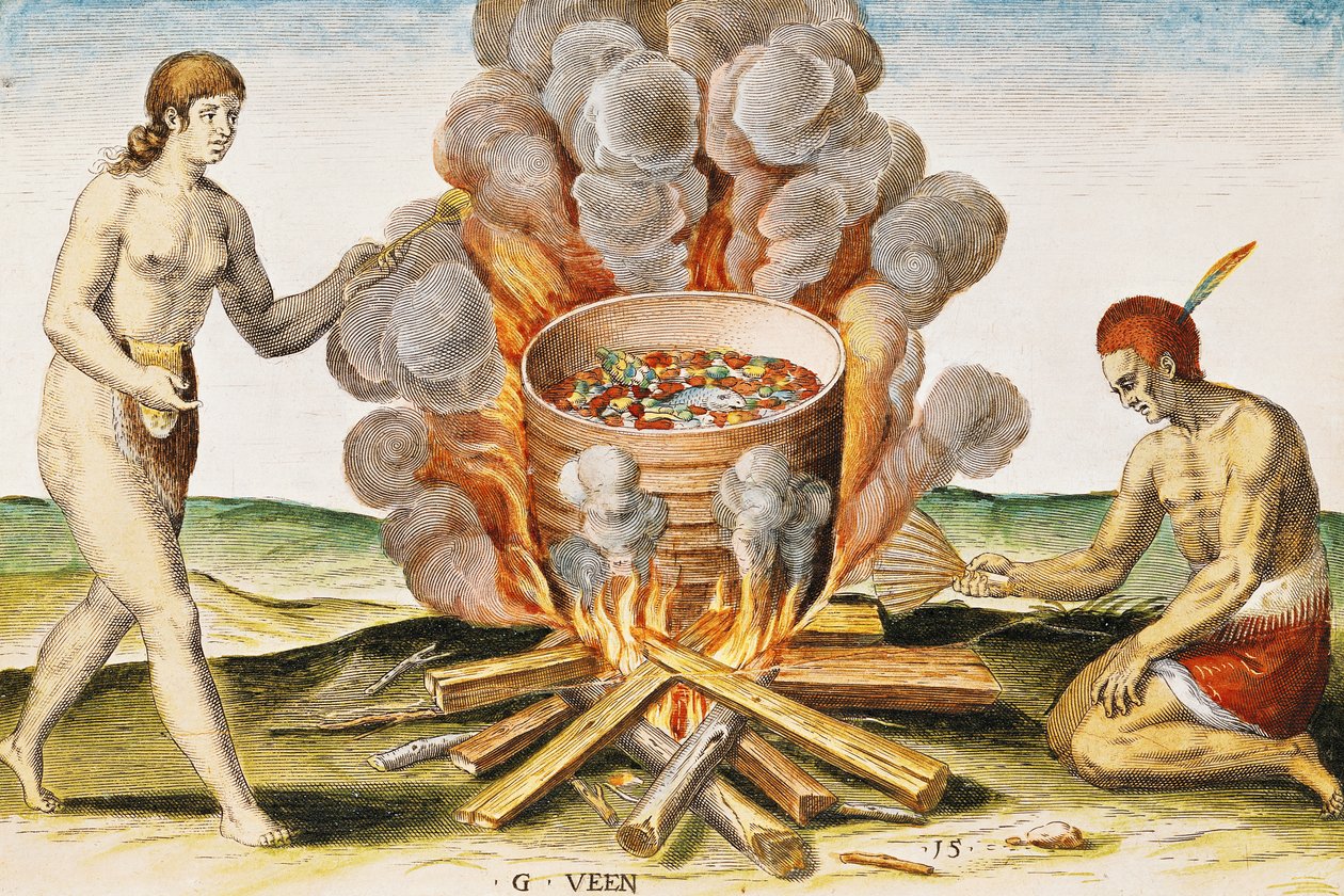 Cooking Food in a Terracotta Pot, fra 