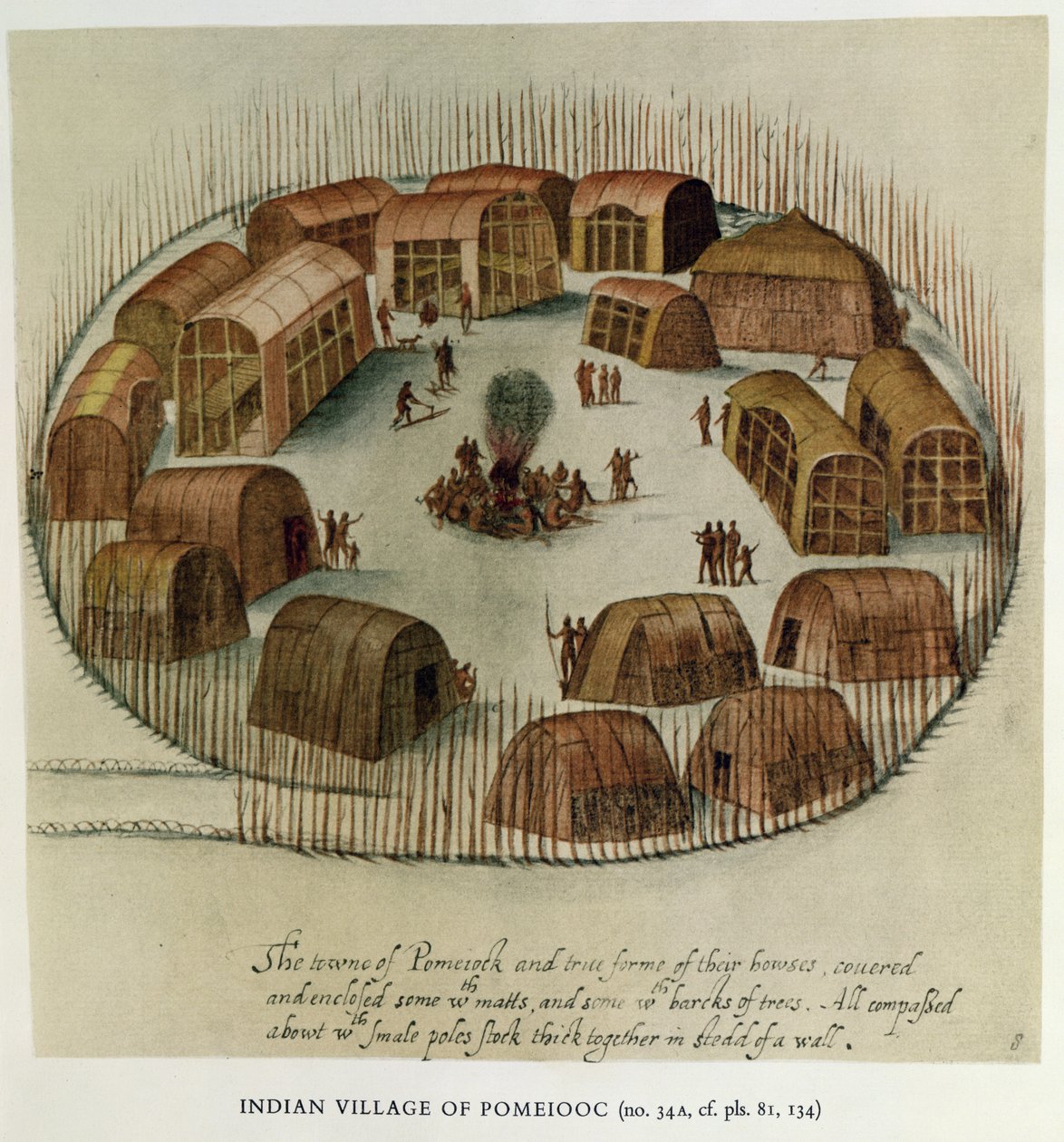 Den indiske landsbyen Pomeiooc av John White