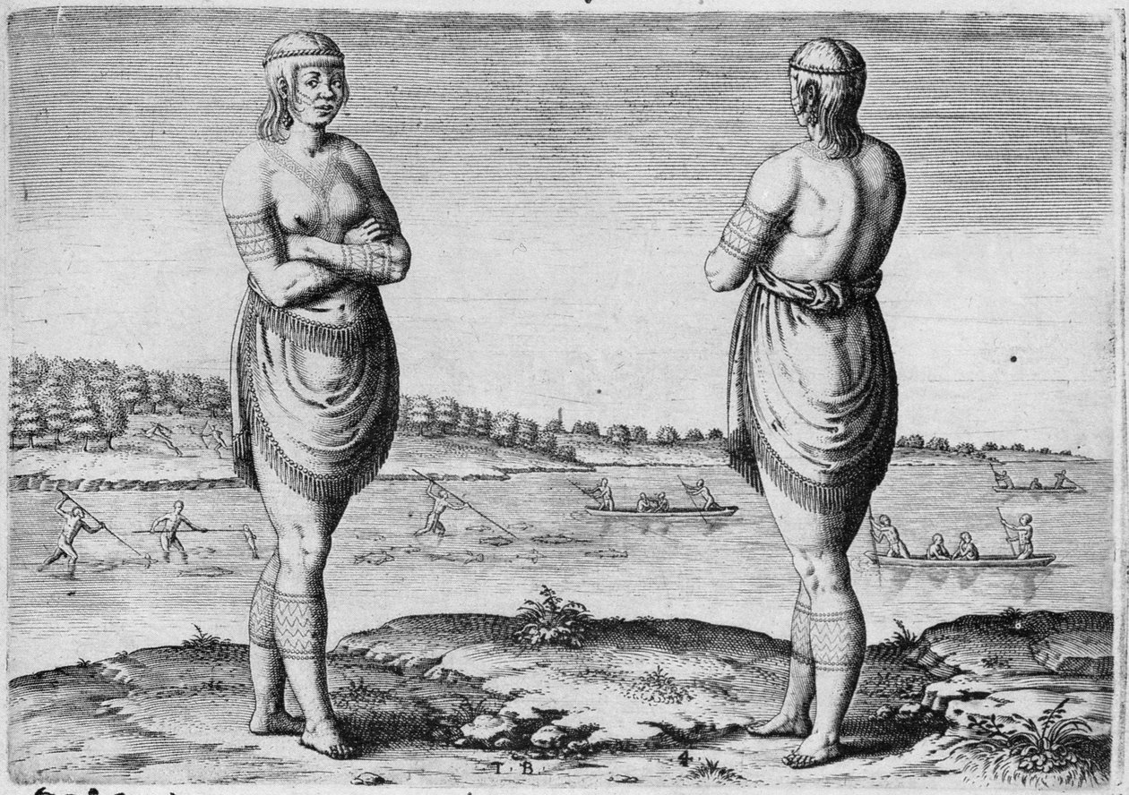 Indian Woman of Secoton, gravert av Theodor de Bry (1528-1598) av John White