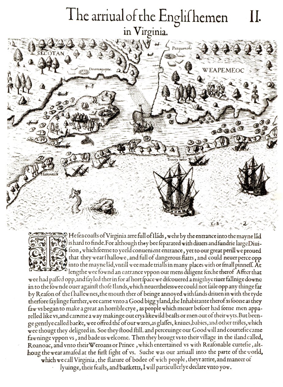 The Arrival of the Englishmen in Virginia, plate fra 