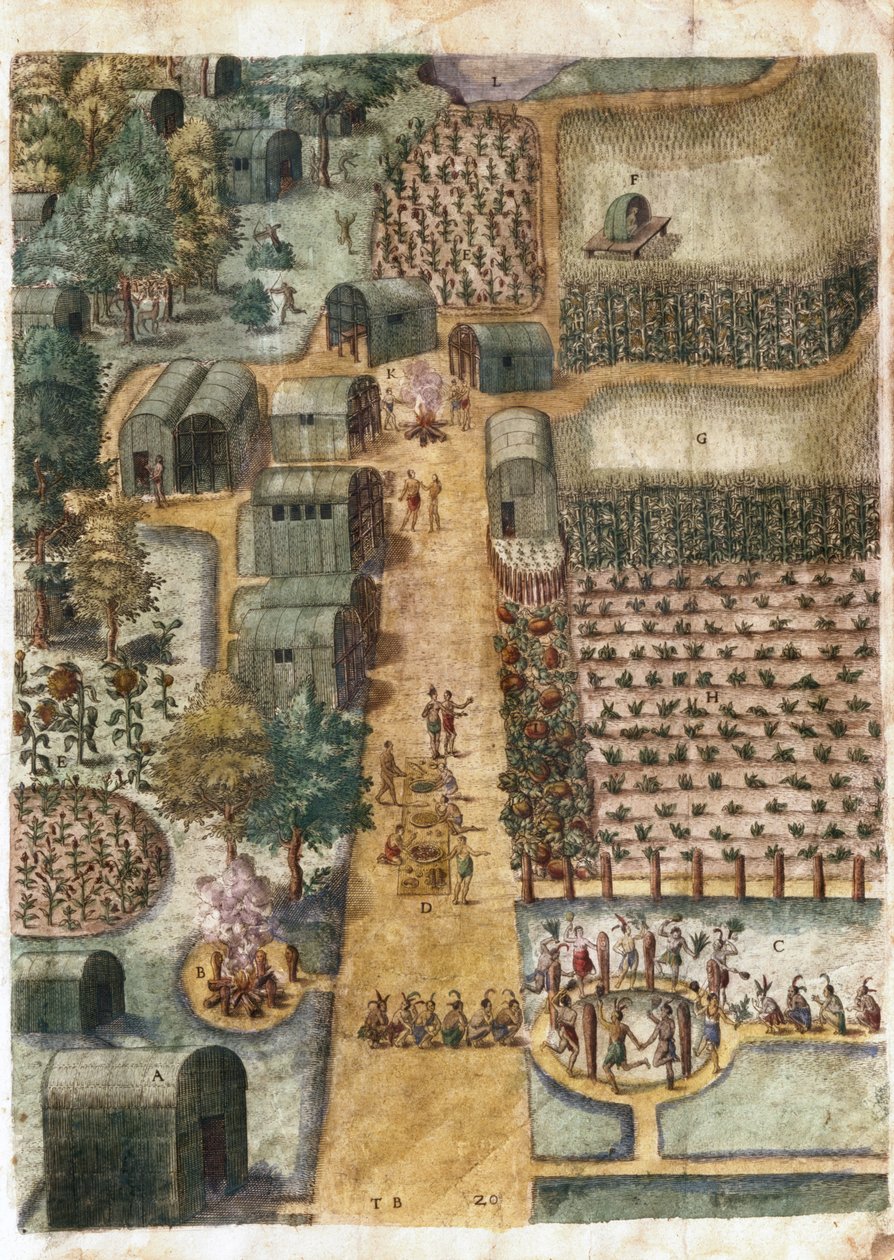 Den indiske landsbyen Secoton, ca. 1570-80 (se 1692) av John White