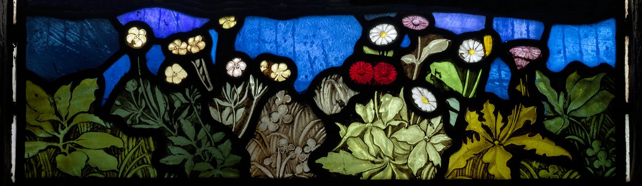 Blomsterdetalj, Te Deum, østvindu, ca. 1888 av John William Brown
