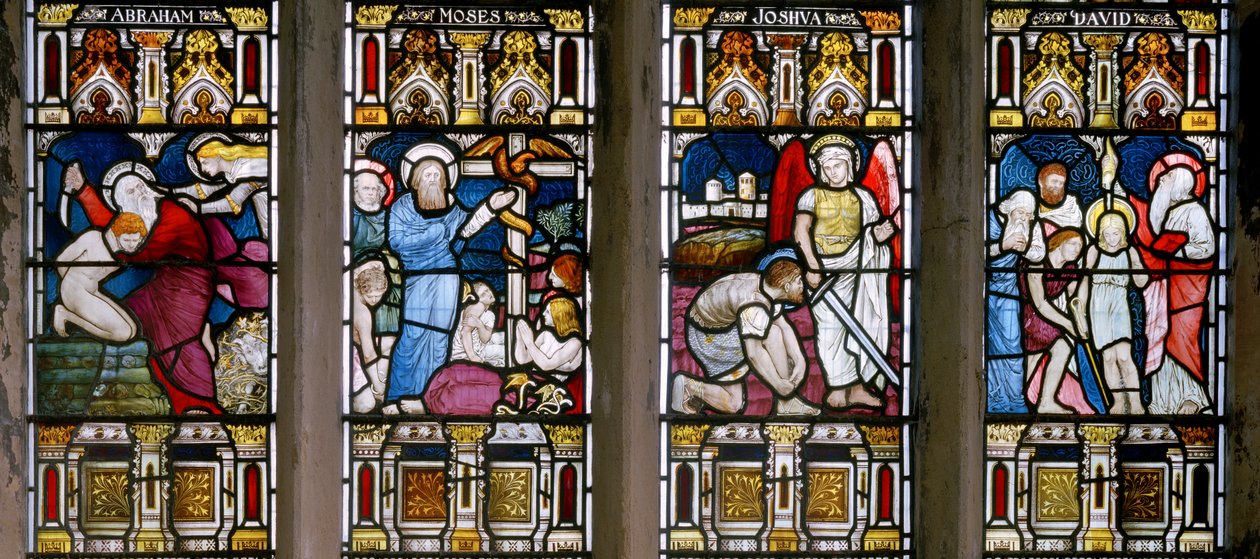 Ulceby, St Nicholas, James Powell & Sons, John William Brown (1842-1928), Four Old Testament Predellas, 1876 av John William Brown