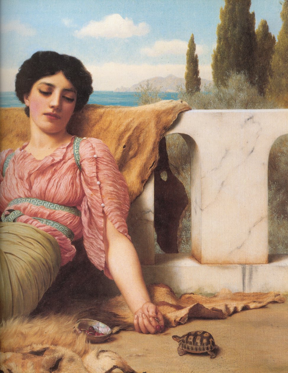 En stille kjæledyrdetalj av John William Godward