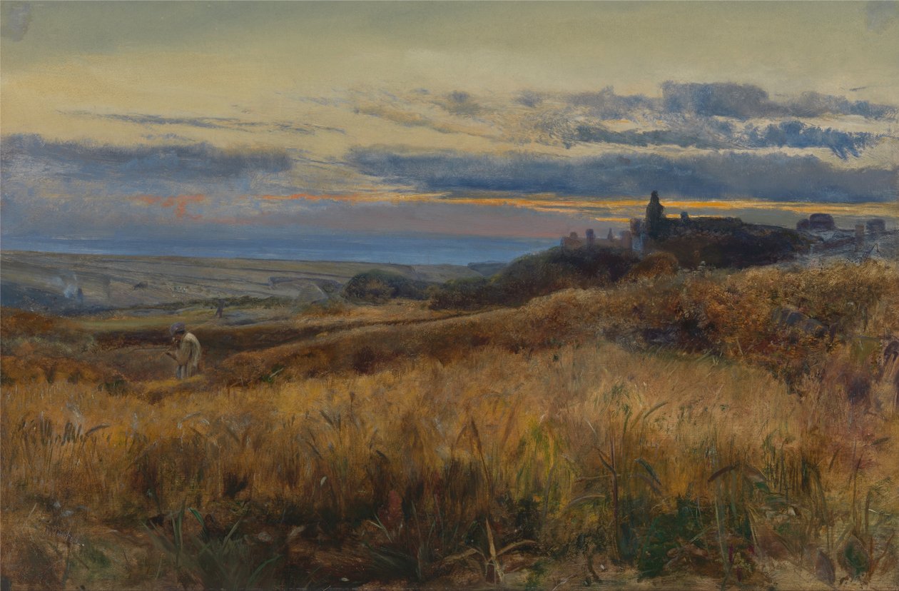 Kornåker ved solnedgang av John William Inchbold