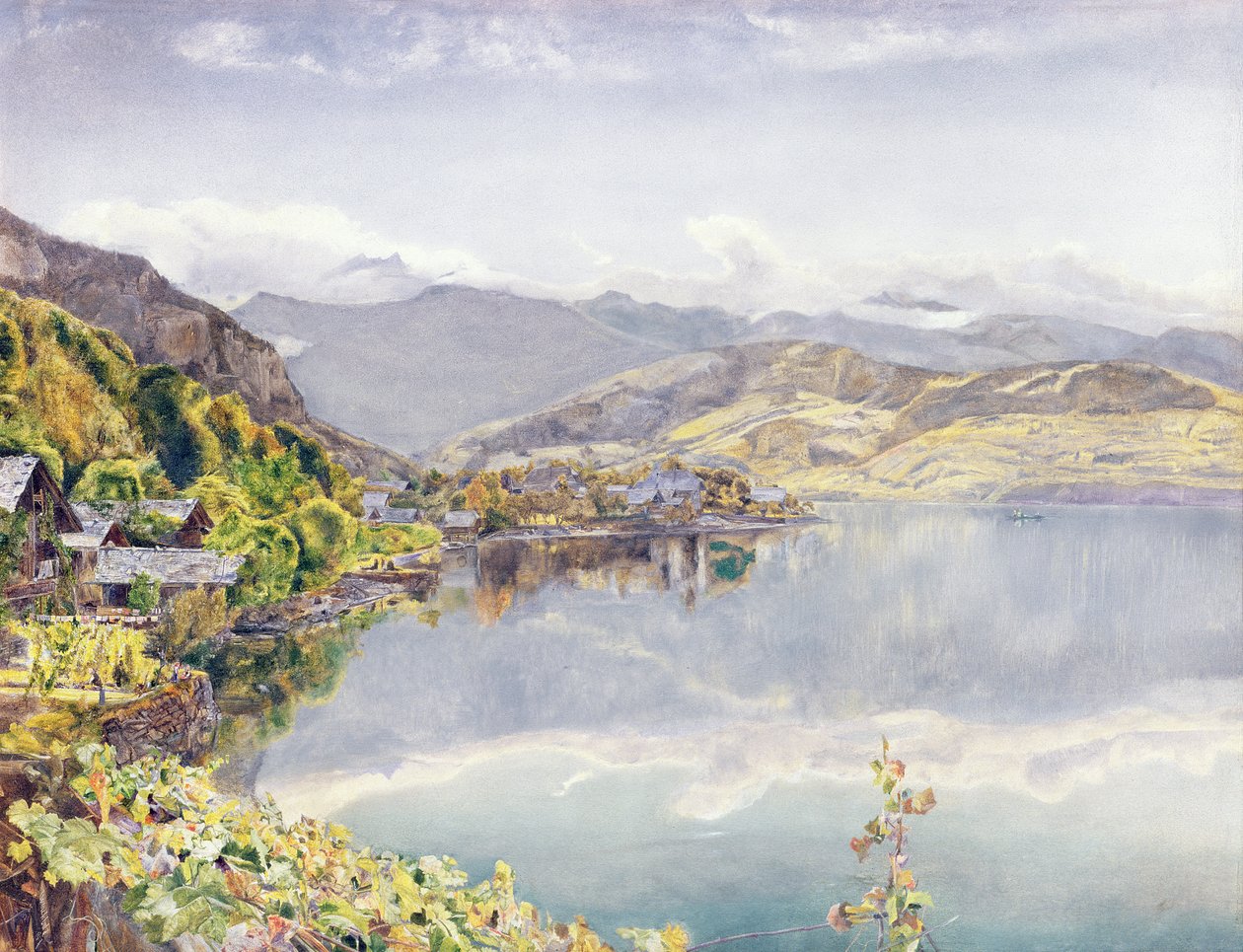 Luzernsjøen, Pilatus-fjellet i det fjerne, 1857 av John William Inchbold
