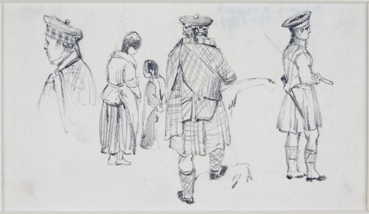 Fem figurer i skotsk kjole av John Wilson Carmichael
