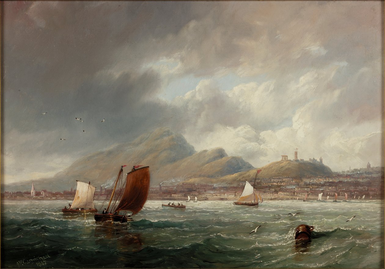 Leith og Edinburgh fra Firth of Forth, 1847 av John Wilson Carmichael