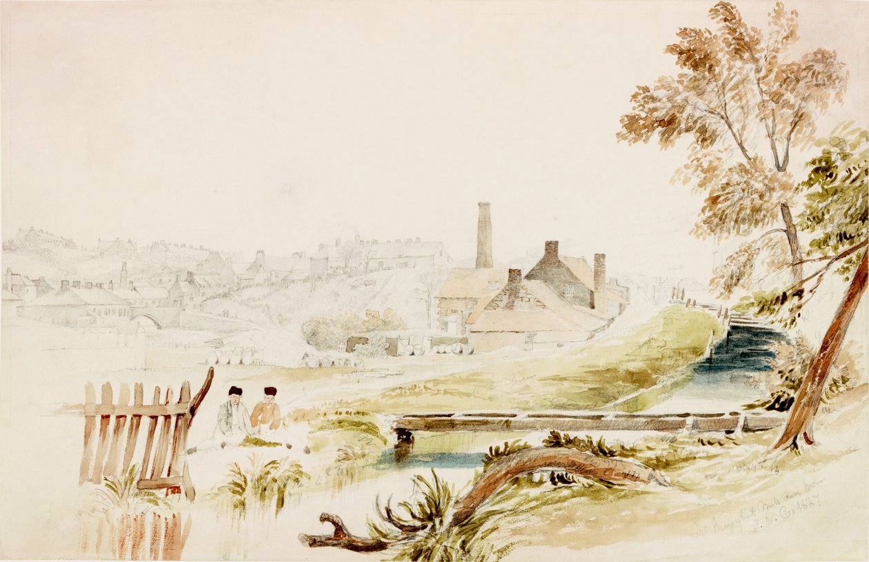 Mr Reay's Flint Mill, Ouseburn (blyant og wc på papir) av John Wilson Carmichael