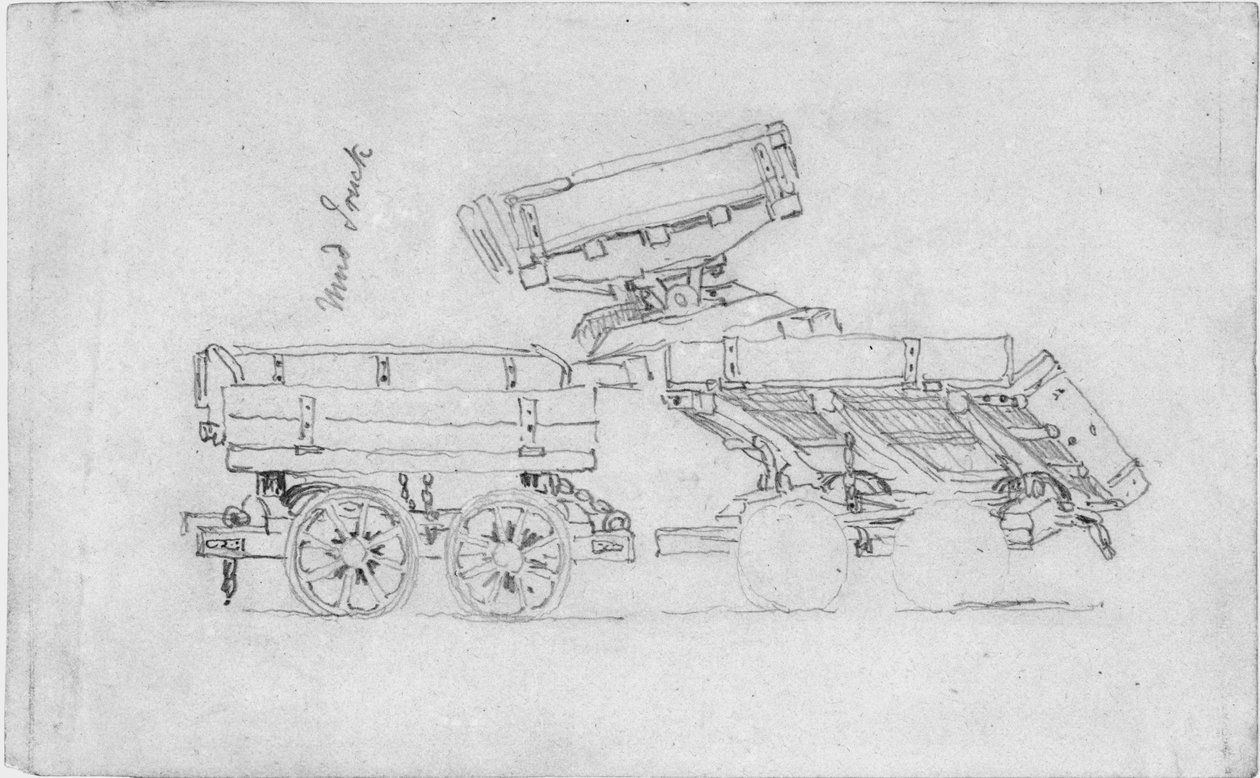 Mud Trucks (blyant på papir (grå)) av John Wilson Carmichael