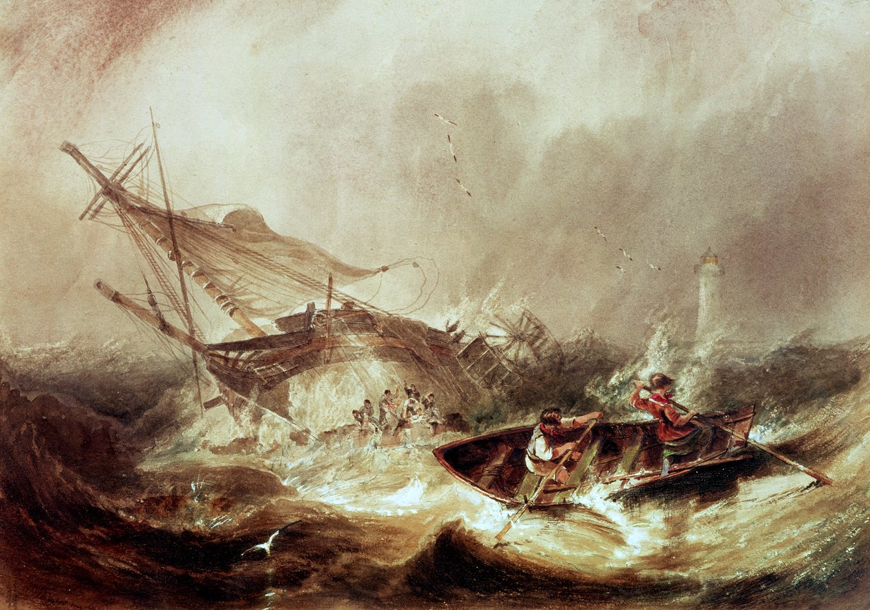 Roer for å redde skipbrudne sjømenn utenfor Northumberland Coast av John Wilson Carmichael
