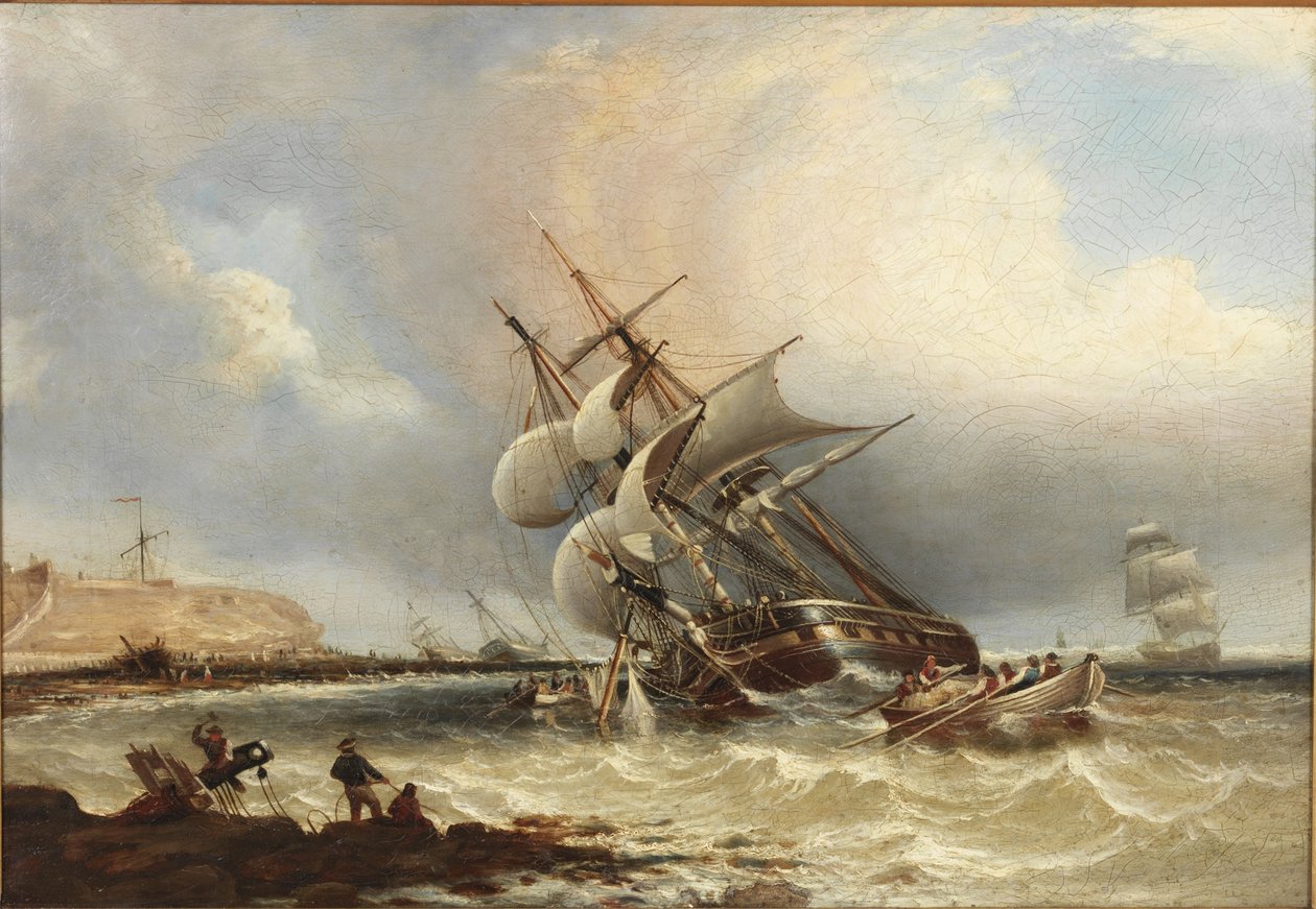 Skipsvrak utenfor Tyne, før byggingen av bryggene av John Wilson Carmichael