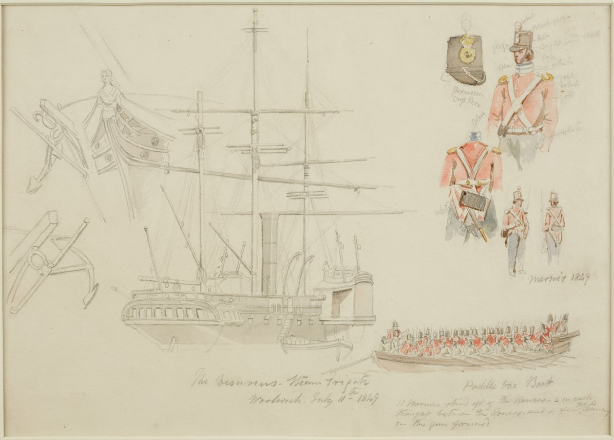 Studier ved Woolwich (blyant og akvarell på papir) av John Wilson Carmichael