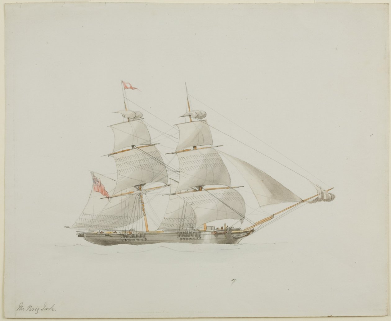 The Brig Jack (blyant og akvarell på papir) av John Wilson Carmichael