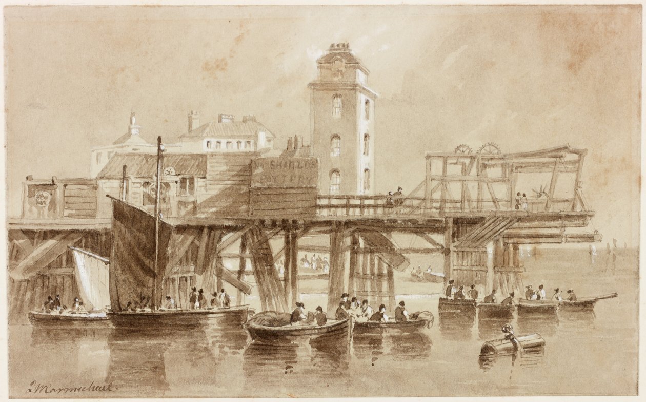 The Low Light, North Shields (penn og blekk og blyant på papir) av John Wilson Carmichael