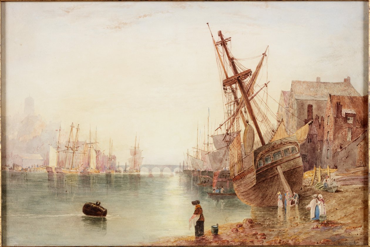The Tyne 1828 (akvarell på papir) av John Wilson Carmichael