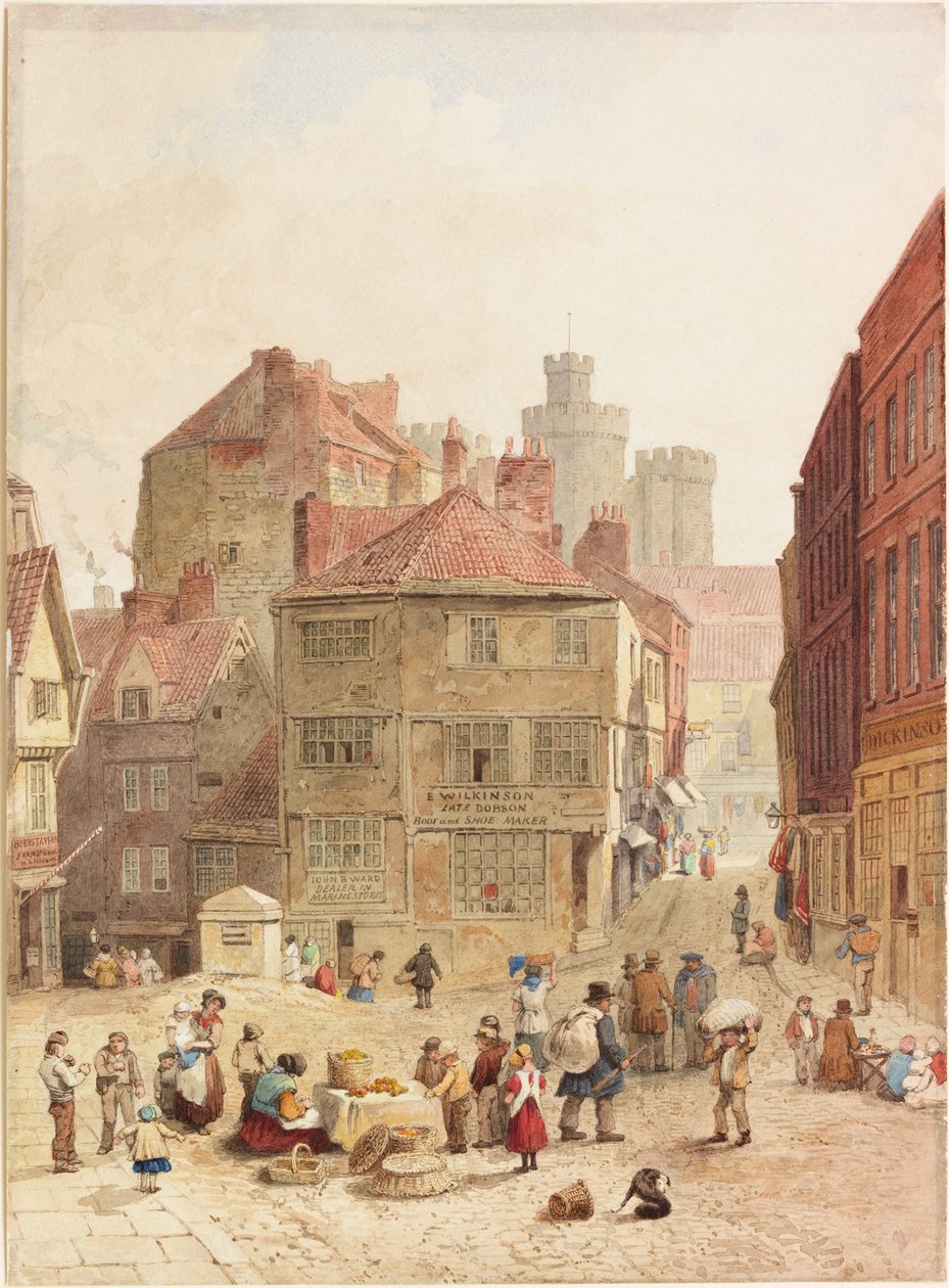 The Castle, Newcastle upon Tyne, fra Nordvest (akvarell på papir) av John Wykeham Archer
