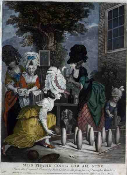Miss Tipapin Going for All Nine, pub. av Carington Bowles (fl.1744-93) av John (after) Collet