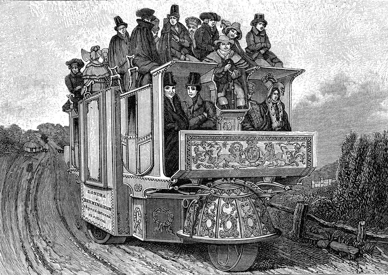 Trehjulet mekanisk bil av Dr. William Church (ca. 1778-1863), bygget i Birmingham i 1833 (England). Gravering 1895 av John (after) Cooke