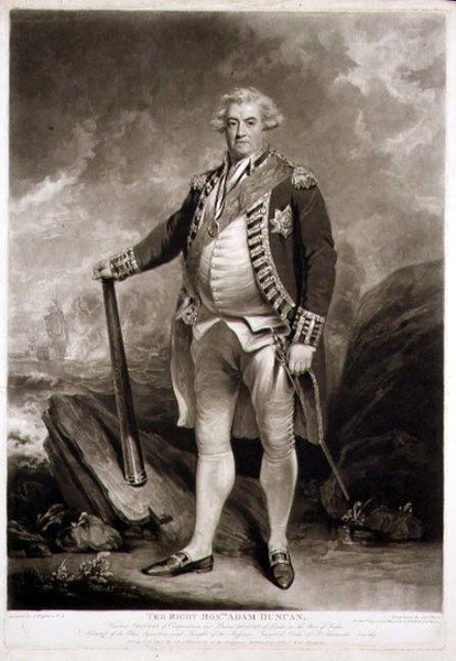 Portrett av Adam, Viscount Duncan (1731-1804) Admiral of the Blue Squadron, gravert av James Ward (1769-1859) 1798 (mezzotintgravering) av John (after) Hoppner