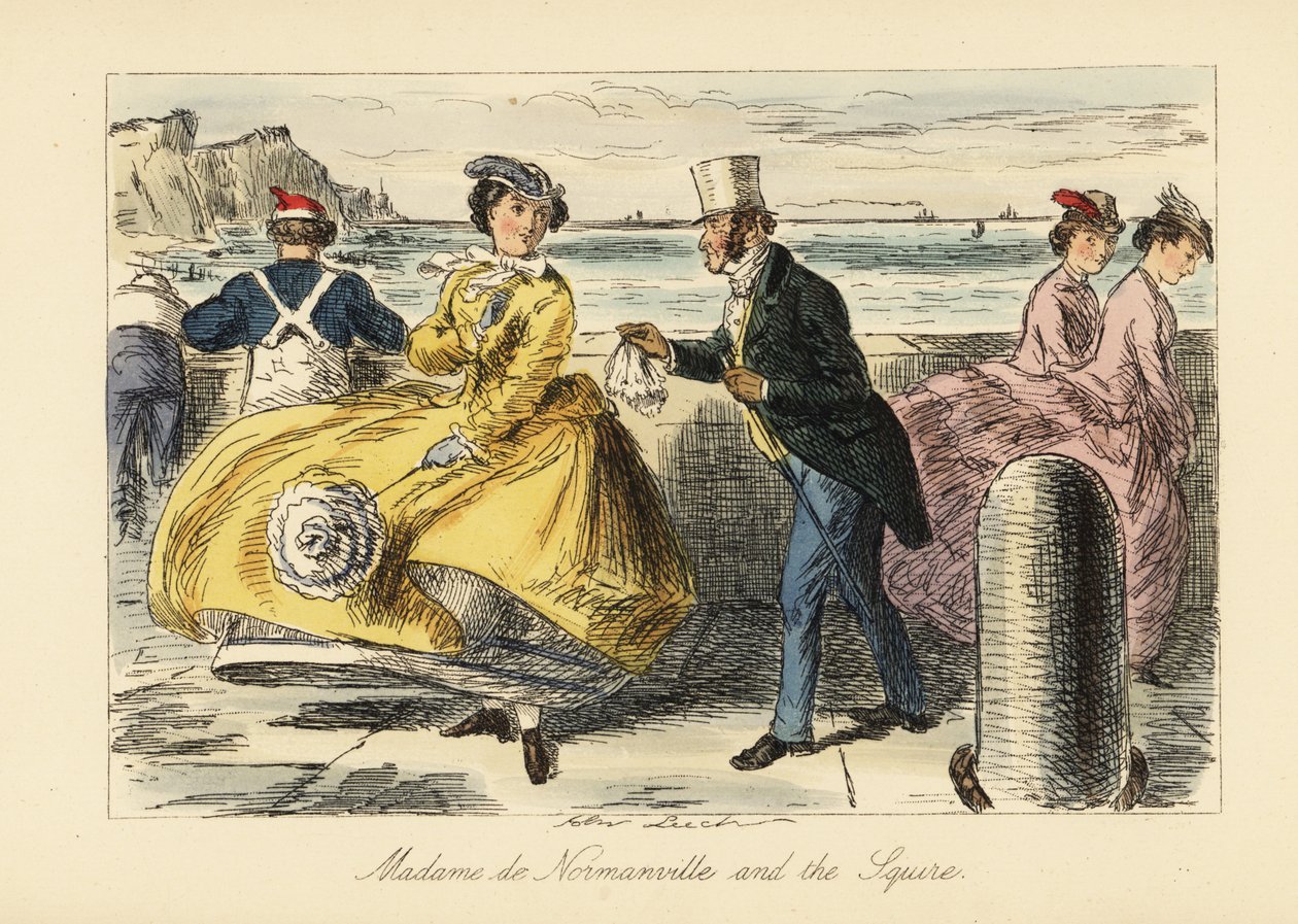 Engelsk herre- og damemøte på Ramsgate-promenaden av John (after) Leech