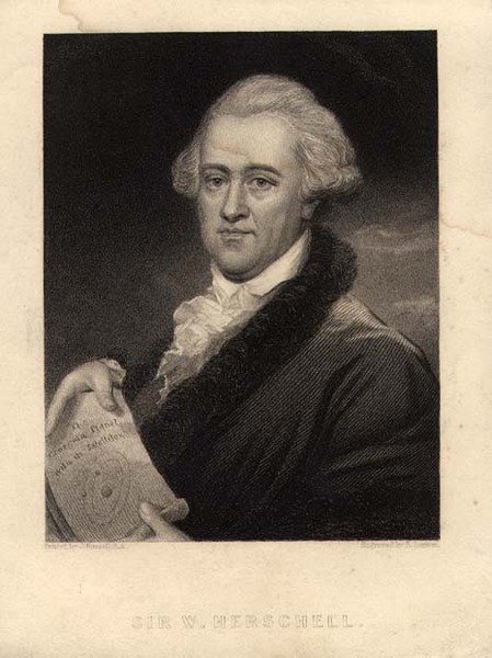 Portrett av Sir William Herschel (1738-1822), gravert av Edward Scriven (1775-1841) (litho) av John (after) Russell