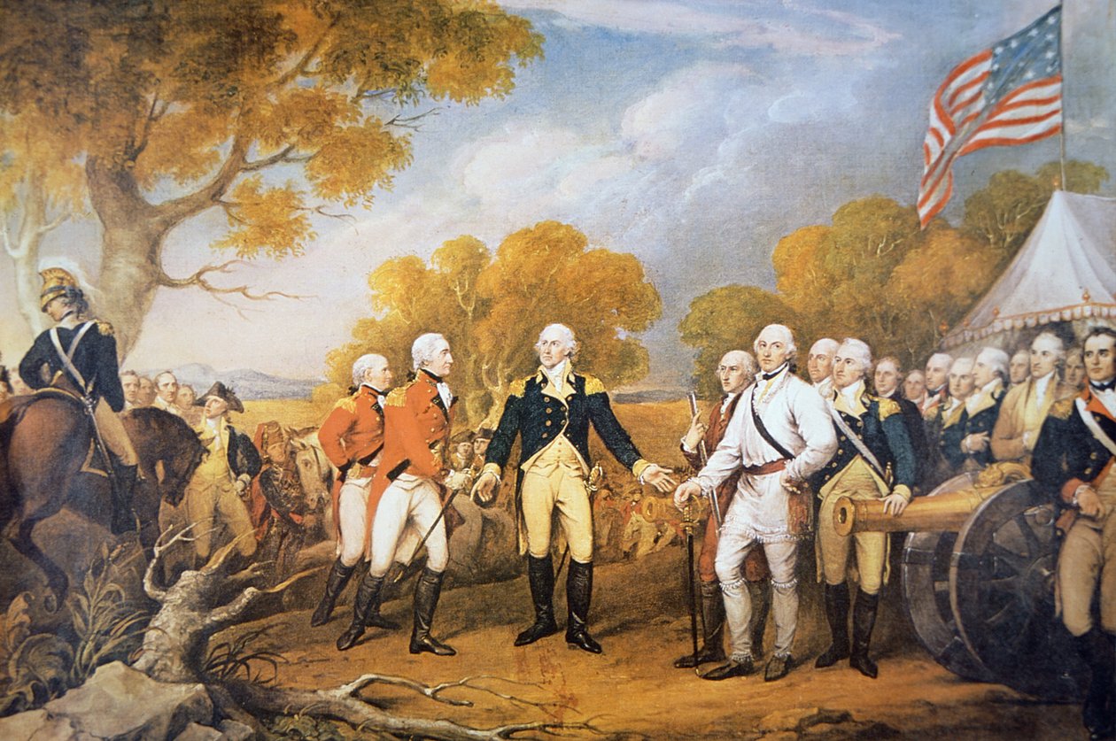 Overgivelse av general Burgoyne i Saratoga, New York av John (after) Trumbull
