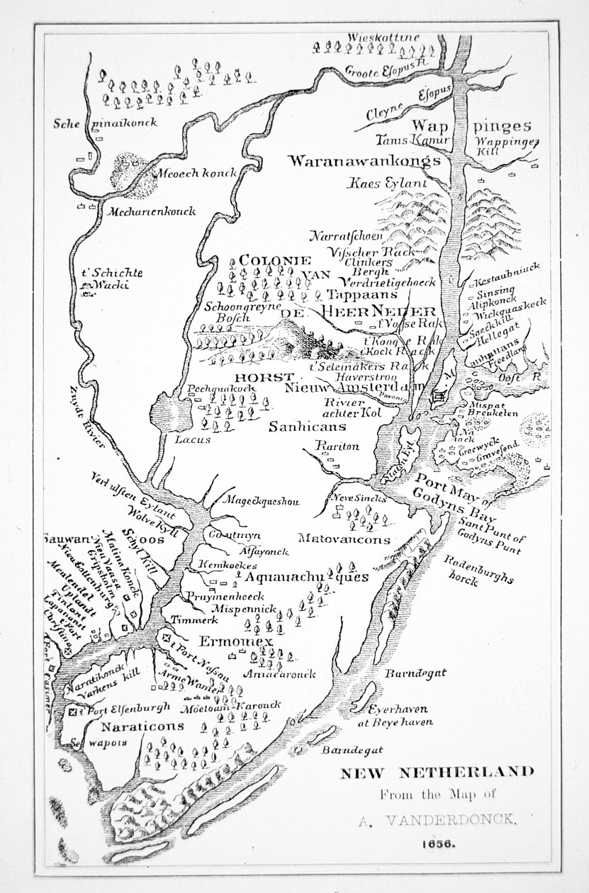 Colonial America: Den nederlandske kolonien New Netherland (litho) av John (after) Vanderbank