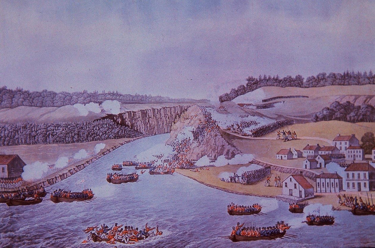Slaget ved Queenston Heights (farge litho) av Walter Charles Mills