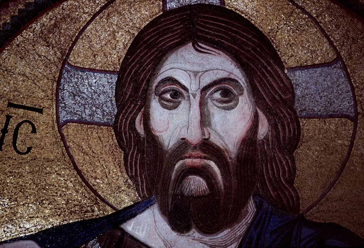 Christ Pantocrator, mosaikk i klosteret Daphni eller Dafni (UNESCOs verdensarvliste av Walter Charles Mills