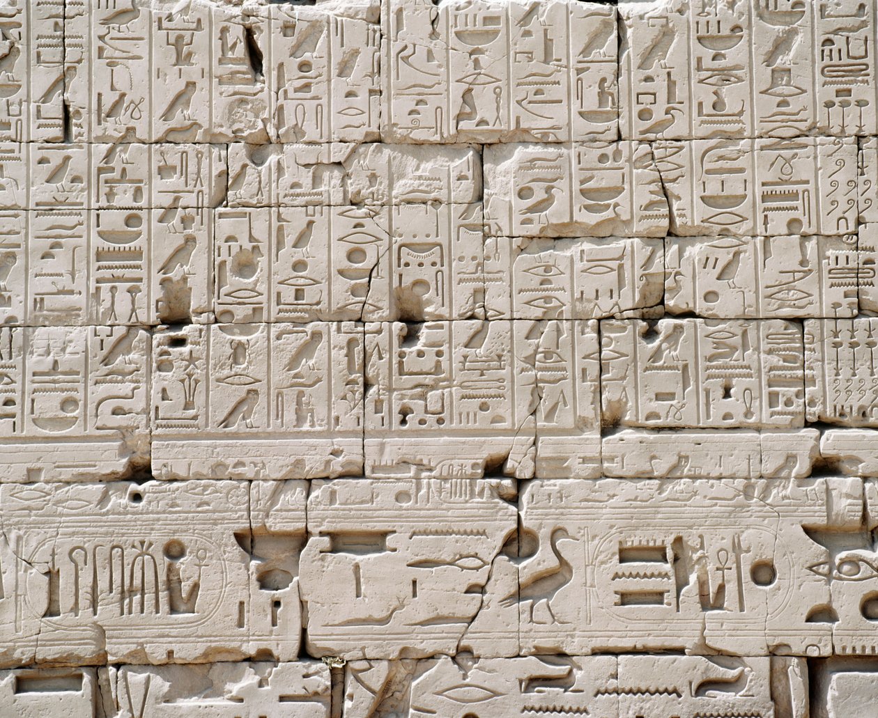 Egypt, Luxor Governorate, Karnak, Great Temple of Amon, Great Hypostyle Hall, Detalj av ytterveggen av Walter Charles Mills