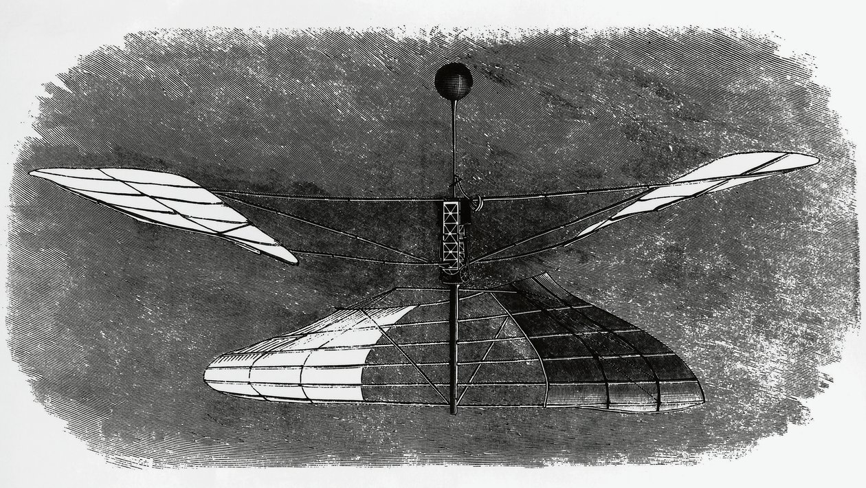 Enrico Forlanini helikopter (1848-1930), blekktegning, Italia av Walter Charles Mills